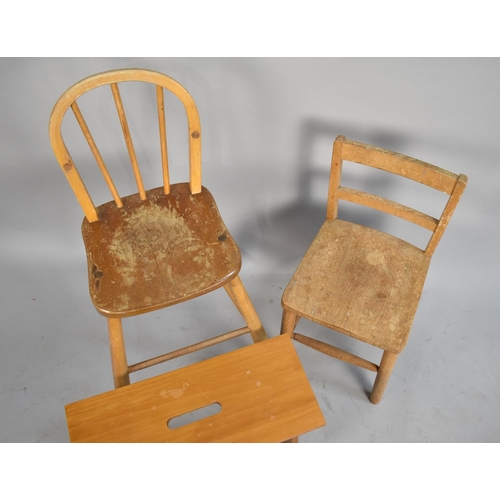 530 - A Vintage Child's Chair, High Chair and Stool