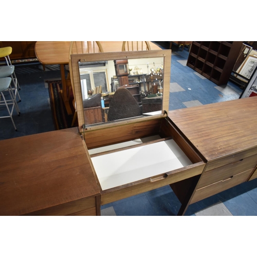 539 - A 1970's Teak Dressing Table in Four Sections, (Probably Swedish) with Three Three Drawer Units and ... 