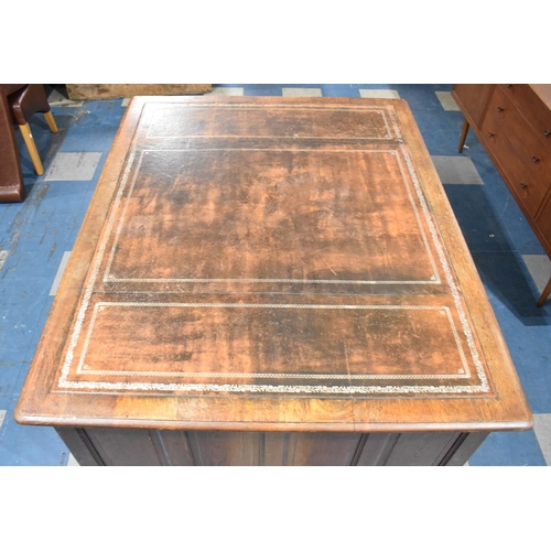 547 - A Late Victorian/Edwardian Partners Desk with Tooled Leather Writing Surface and Each Side with Long... 