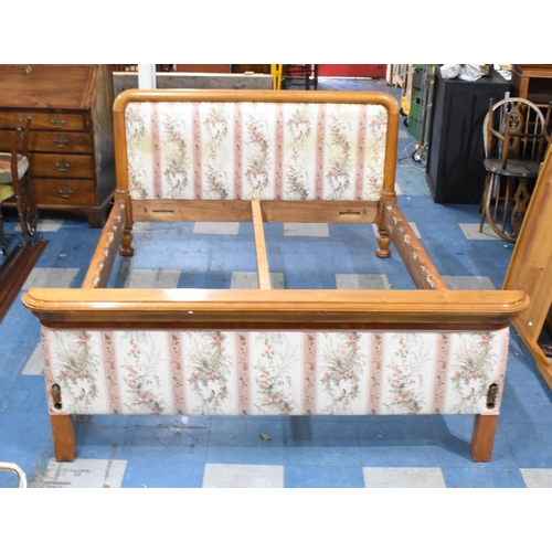 561 - A Vintage Double Bed Frame with Upholstered Head and Footboards