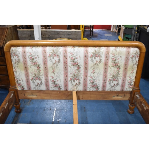 561 - A Vintage Double Bed Frame with Upholstered Head and Footboards