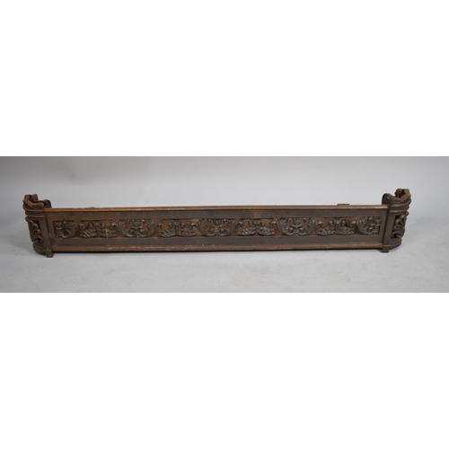 562 - A Late 19th century Pierced Iron Fire Kerb, 137cm Wide