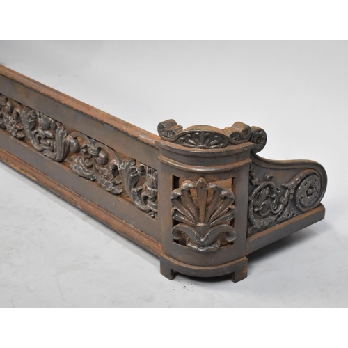 562 - A Late 19th century Pierced Iron Fire Kerb, 137cm Wide