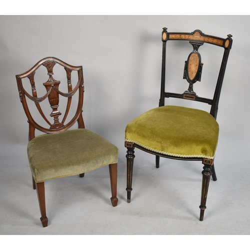 578 - A Late 19th Century Aesthetic Ladies Salon Chair Together with a Child's Shield Back in the 19th Cen... 