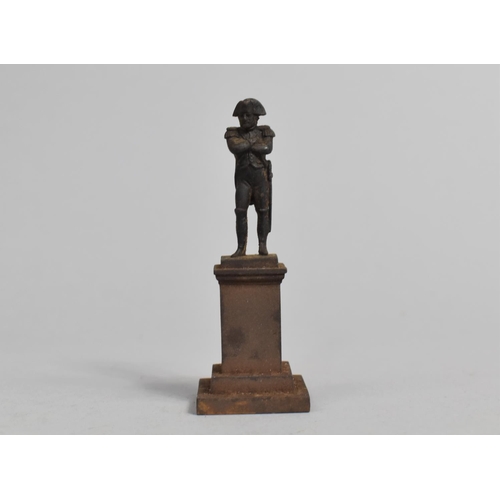 63 - A Small French Souvenir Iron Study of Napoleon Statue on Plinth, 7.5cms High