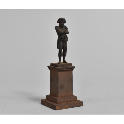 63 - A Small French Souvenir Iron Study of Napoleon Statue on Plinth, 7.5cms High