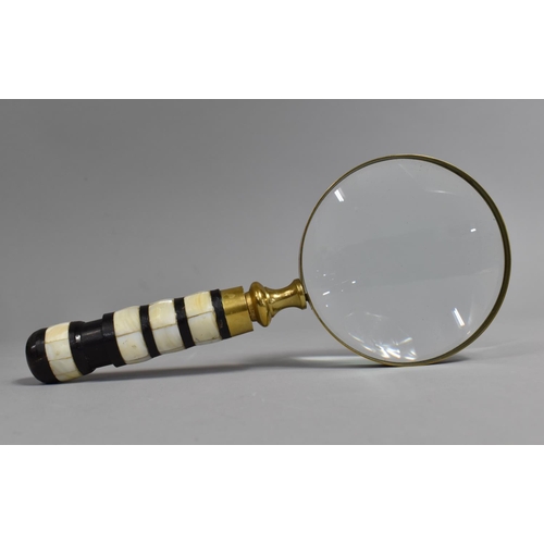 72 - A Modern Desk Top Brass Mounted Magnifying Glass, 24cms Long