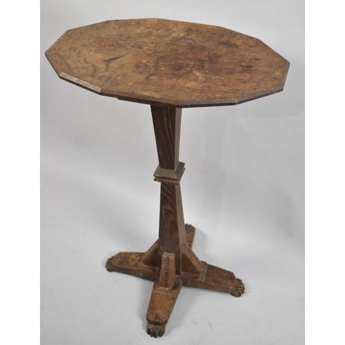 80 - A Late 19th/Early 20th Century Oak Gothic Revival Oval Topped Side Table with Architectural Support ... 