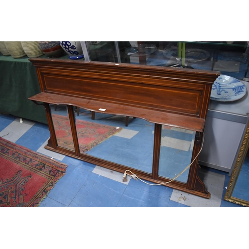 577 - An Edwardian Inlaid Mahogany Over Mantle Mirror, 138cm wide