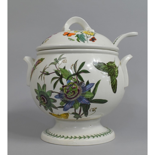 109 - A Large Portmeirion Botanic Garden Globular Soup Tureen with Lid and Ladle, 31cms High