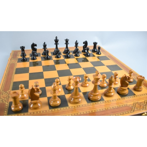 114 - A Mid 20th Century Ormolu Mounted Chess Set, Board 44cms Square, Kings 8cms High