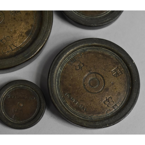 122 - A Set of Five Vintage Circular Scale Weights, Imperial For George V