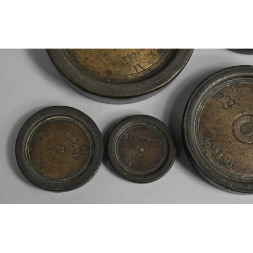 122 - A Set of Five Vintage Circular Scale Weights, Imperial For George V