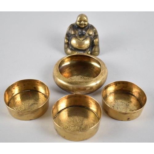 124 - A Heavy Cast Brass Study of Seated Buddha, 6cms High together with Collection of Graduated Bowls wit... 