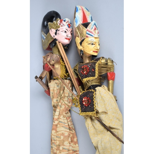 145 - A Pair of Vintage Hand Painted Indian Puppets, 62cm High