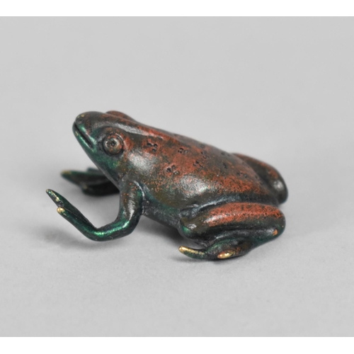 17 - A Small Cold Painted Bronze Study of a Frog, 4cms Long