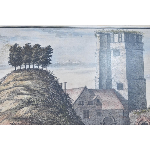 182 - A Framed Hand Coloured Engraving, The North View of Oxford Castle, 38x20cm