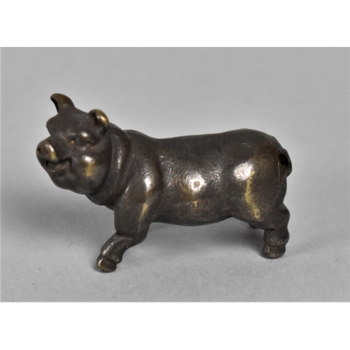 19 - A Miniature Bronze Study of a Pig, 3cms Long