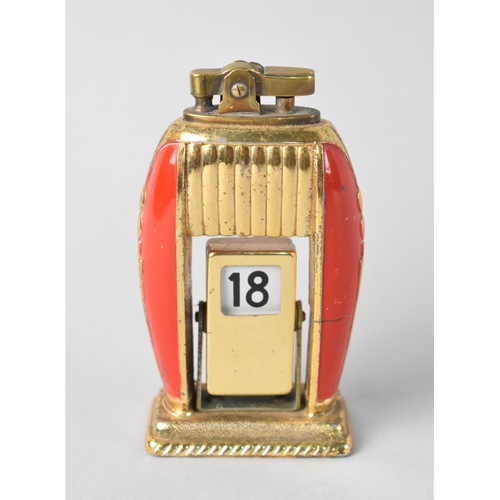 25 - A Mid 20th Century Enamelled Brass Novelty Desk Top Calendar and Lighter with Automatic Date Changin... 