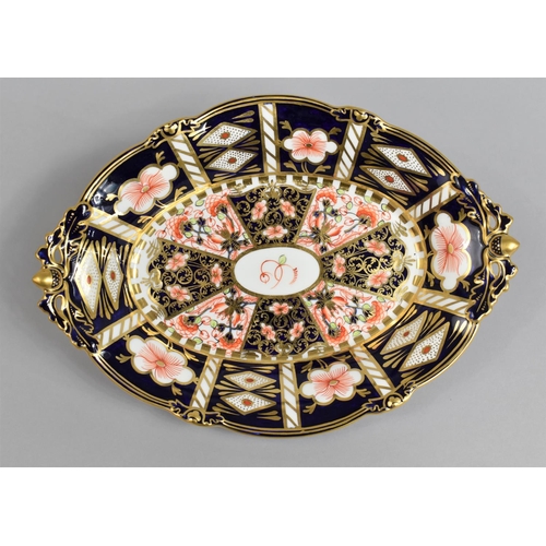 267 - A Royal Crown Derby Imari Sweetmeat Dish (Pattern no.6299) of Lobbed Form with Pierced Handles Havin... 