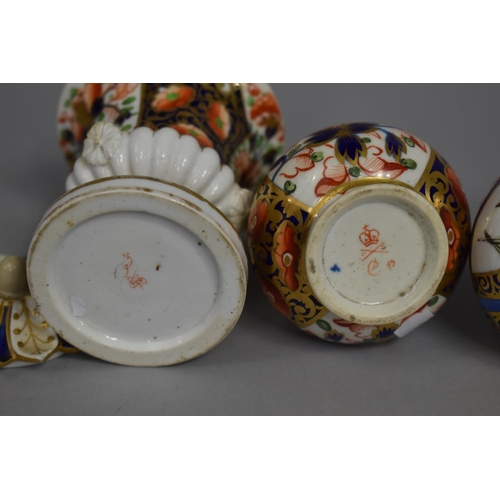 269 - Three Pieces 19th Century of Derby Imari Porcelain to Comprise Two Bottle Bases and a Lidded Posey H... 