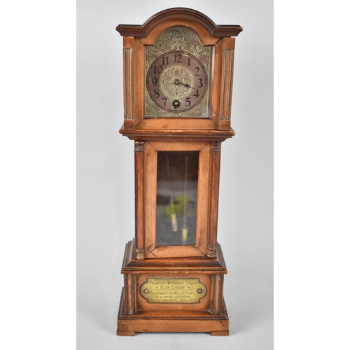 28 - An Edwardian Presentation Miniature Long Cased Clock Presented to Rev J Potts by Primitive Methodist... 