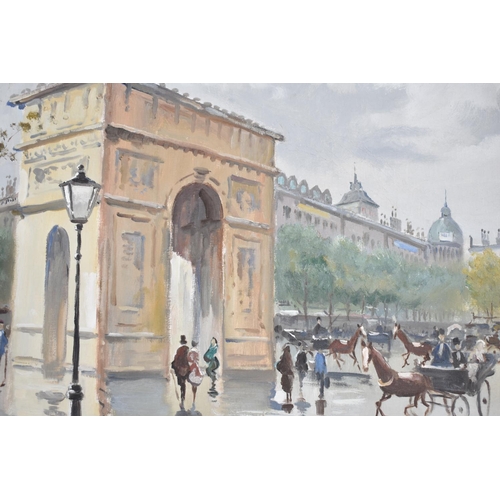 324 - A Framed French Souvenir Oil on Canvas, Arc De Triomphe, Signed A De Fleury, 50x39cm