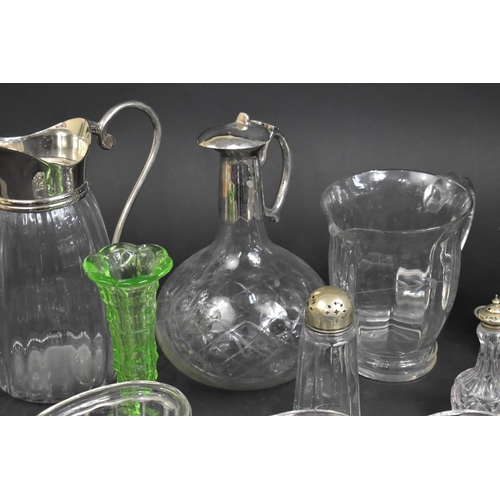 346 - A Collection of Various Glassware to comprise Silver Plated and Glass Claret jug of Duck Head Form E... 