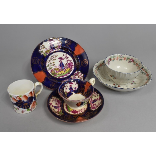 396 - A Collection of 19th Century Ceramics to Include Trio, Coffee Can and Teabowl and Saucer, Condition ... 