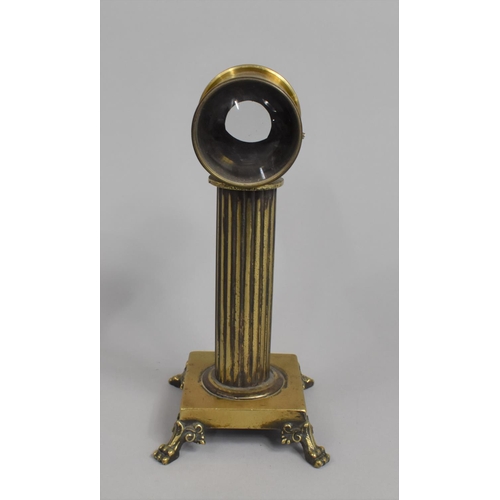 40 - A Late 19th Century Brass Magic Lantern Lens with Operating Aperture, Mounted on Ribbed Column Suppo... 