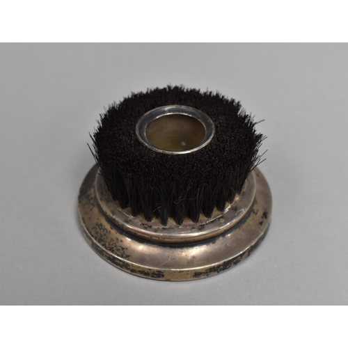 404 - A Combination Silver Brush Wipe and Inkwell, Hallmark Rubbed