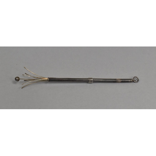 406 - A Silver Swizzle Stick, 9cm Long When Closed