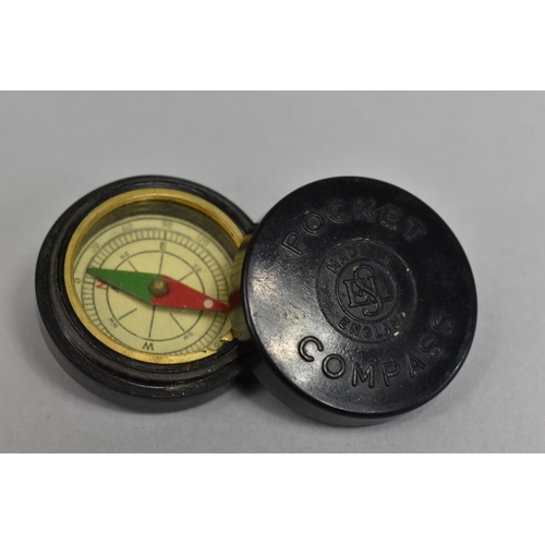 429 - A Vintage Bakelite Pocket Compass by ESL, c.1940's