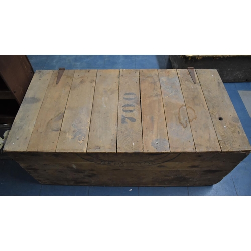 461 - A Vintage Wooden Crate with Hinged Lid, 107cms Wide