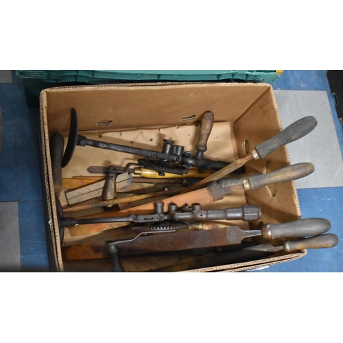 468 - A Collection of Various Vintage Wooden Handled and Other Tools to comprise Standard Etc