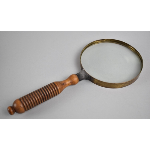 48 - A Vintage Desk Top Wooden Handled Magnifying Glass, 28cms Long