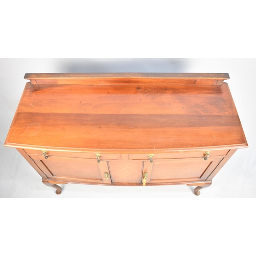 520 - A Edwardian Bow Fronted Mahogany Sideboard with Two Drawers Over Cupboards Raised Gallery Back, 122c... 