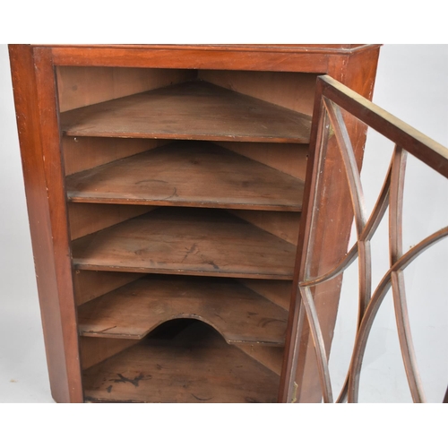 528 - A Late 19th Century Mahogany Glazed Wall Hanging Corner Cabinet with Shelved Interior, 78cm wide