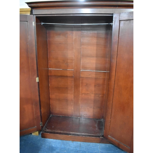 529 - A Late Victorian/Edwardian Mahogany Triple Wardrobe, the Side Section with Three Slides, Plinth Base... 