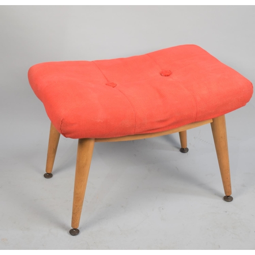 533 - A 1970's Rectangular Dressing Table Stool on Tapering Turned Support, 63cm wide