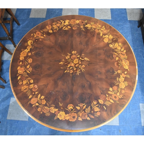 535 - A Reproduction Dutch Marquetry Style Circular Inlaid Walnut Table, 128cm Diameter