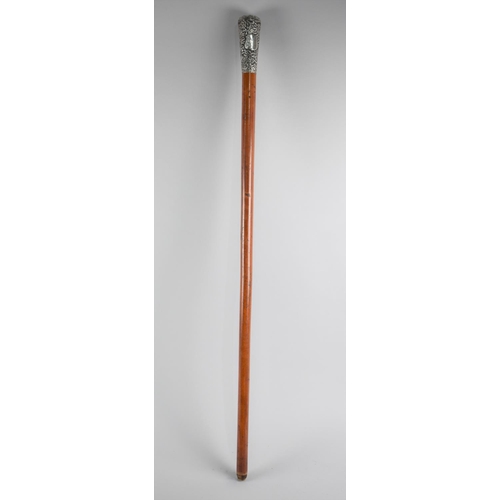 54 - A Colonial Indian Silver Topper Malacca Walking Cane with Vacant Cartouche