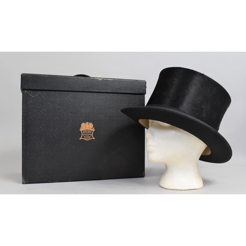 58 - An Edwardian Black Top Hat by Lincoln Bennett in Original Fitted Carrying Case, Interior Measurement... 
