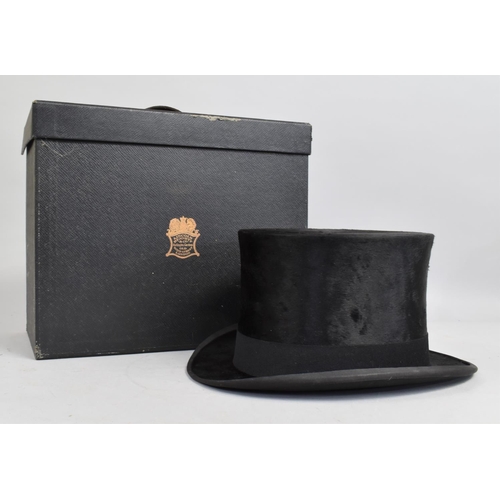 58 - An Edwardian Black Top Hat by Lincoln Bennett in Original Fitted Carrying Case, Interior Measurement... 