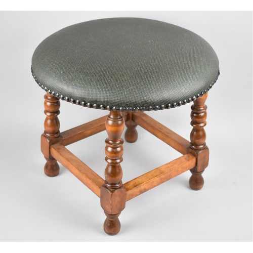 60 - A Mid 20th Century Circular Topped Stool, 34cms Diameter and 31cms High