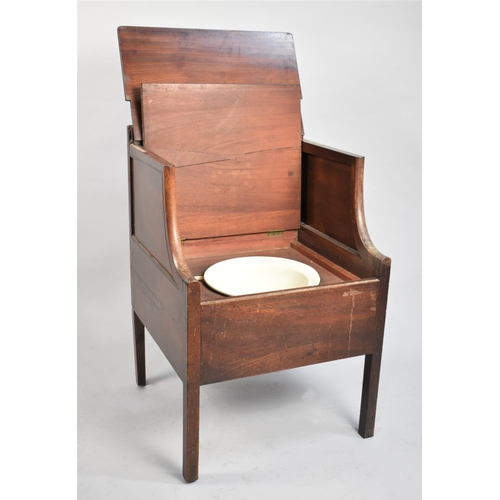 76 - A Mid 19th Century Mahogany Box Commode with Liner