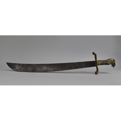 82 - A Vintage Brass Handled Machete, Blade Engraved with The Crocodile Registered Mark for Martindale, B... 