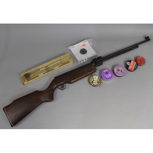 84 - A Vintage Hungarian Underlever .22 Calibre Air Rifle, Working Order, with Targets, Cleaning Kit, Pel... 