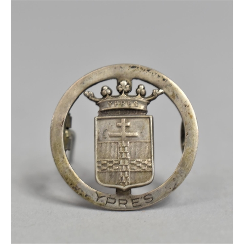 89 - A Circular Silver Pin Badge, Ypres