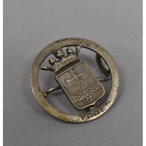 89 - A Circular Silver Pin Badge, Ypres